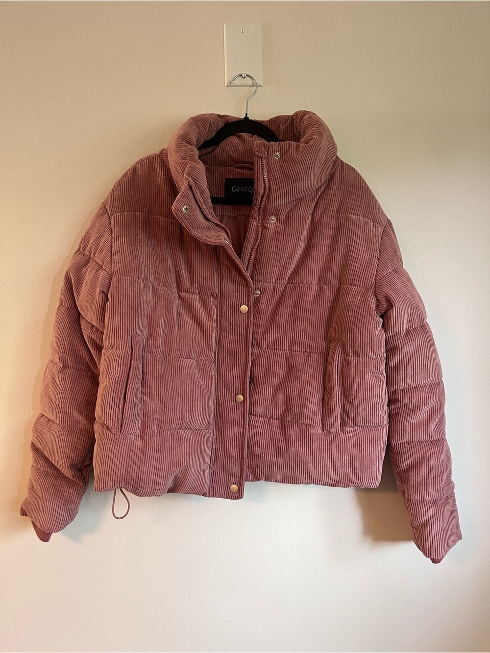 Dusty Rose Corduroy Puffer Jacket